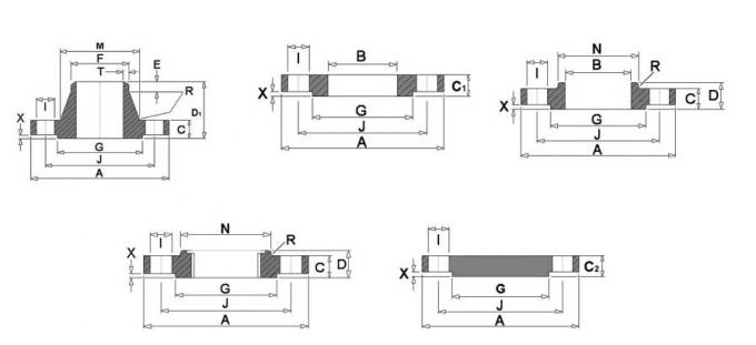 Διαστάσεις φλαντζών των BS 4504 PN6