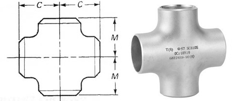 Διαστάσεις του σταυρού ASME Β 16,9 Buttweld κατ' ευθείαν